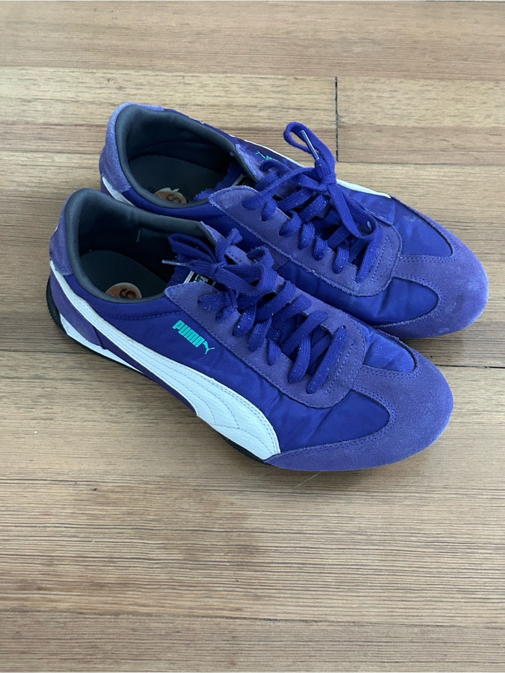 Puma Mostro Purple White Suede Nylon Low Top Sneakers Shoes Men's Size 9.5